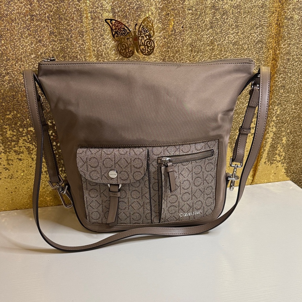 Calvin Klein Rossa Convertible Backpack Or Crossbody Bag with Logo Accents